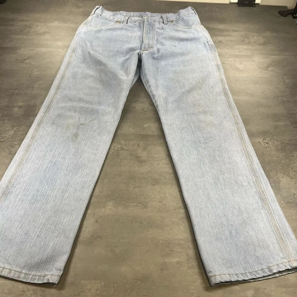 True Vintage Buddys‎ Jean Men 32x30 Blue Denim Light Wash Faded Tripe Stitch